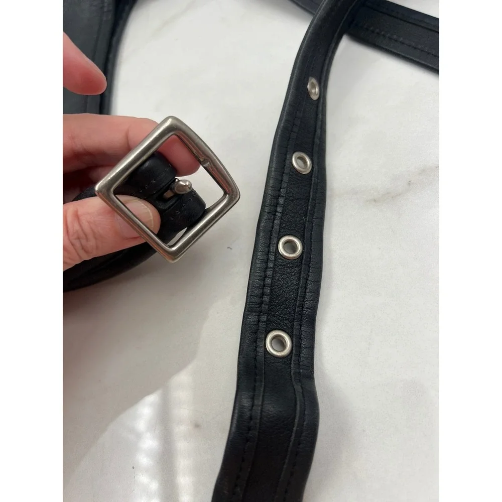 VTG 1991 Coach 9950 Black Leather Slim Hippie Flap Saddle Bag Crossbody Purse